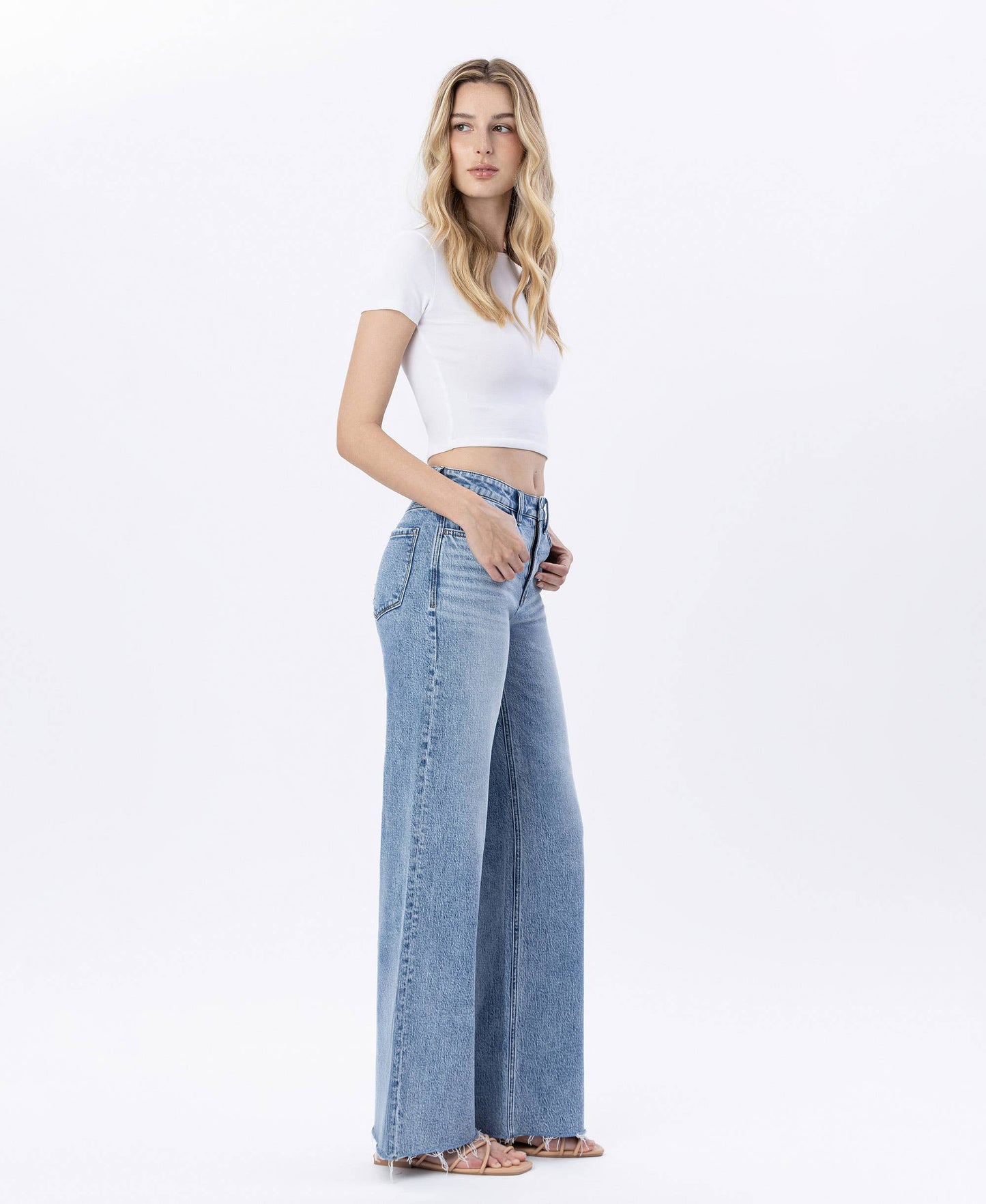 MODERNITY HR RAW HEM WIDE LEG