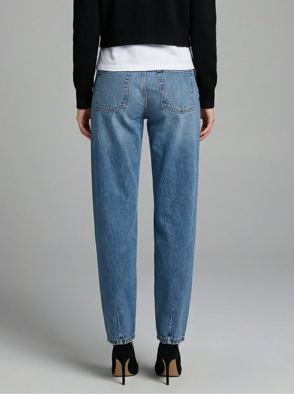 TAPERED MID RISE WIDE BAGGY JEANS