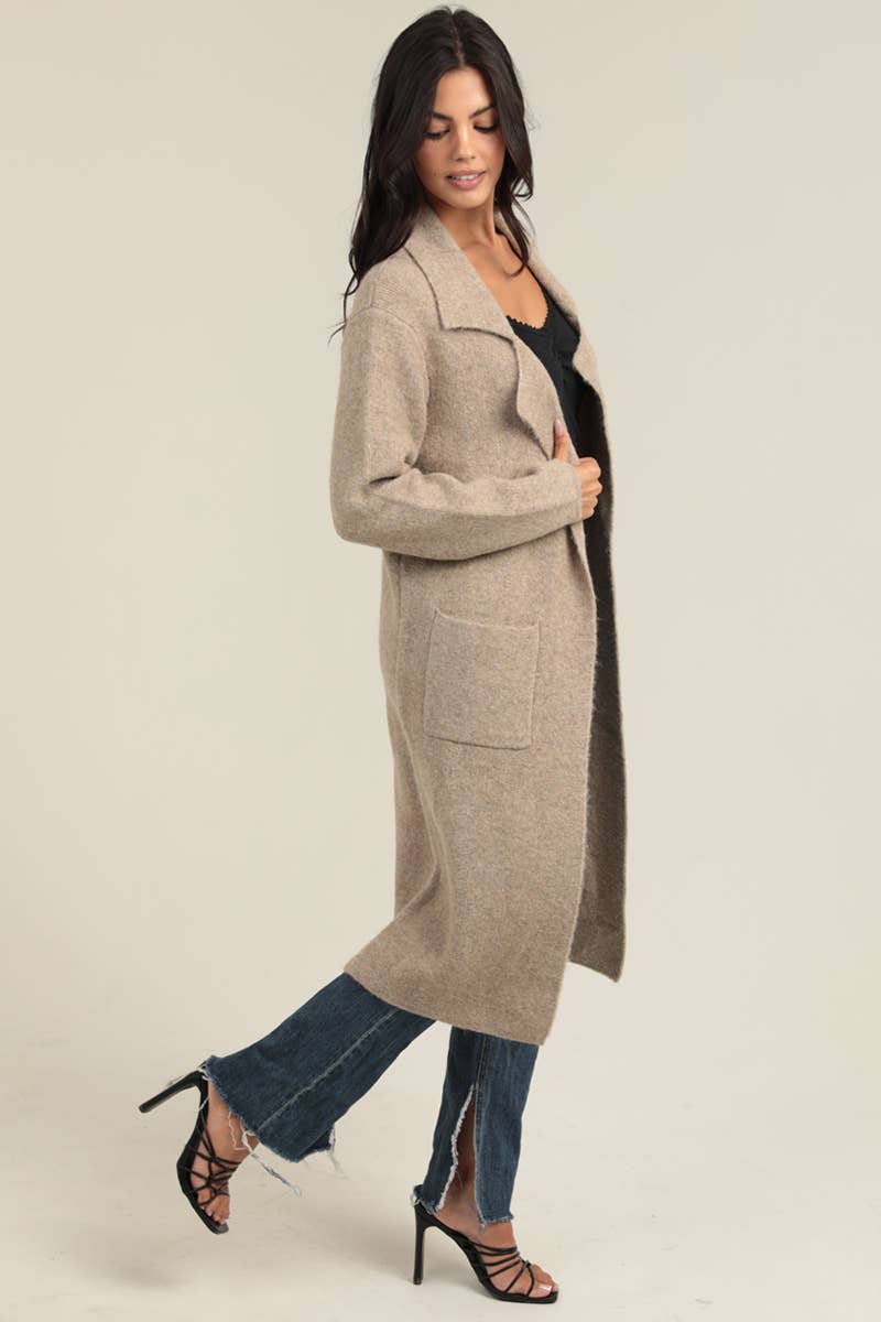 KNIT SWEATER TRENCH CARDIGAN