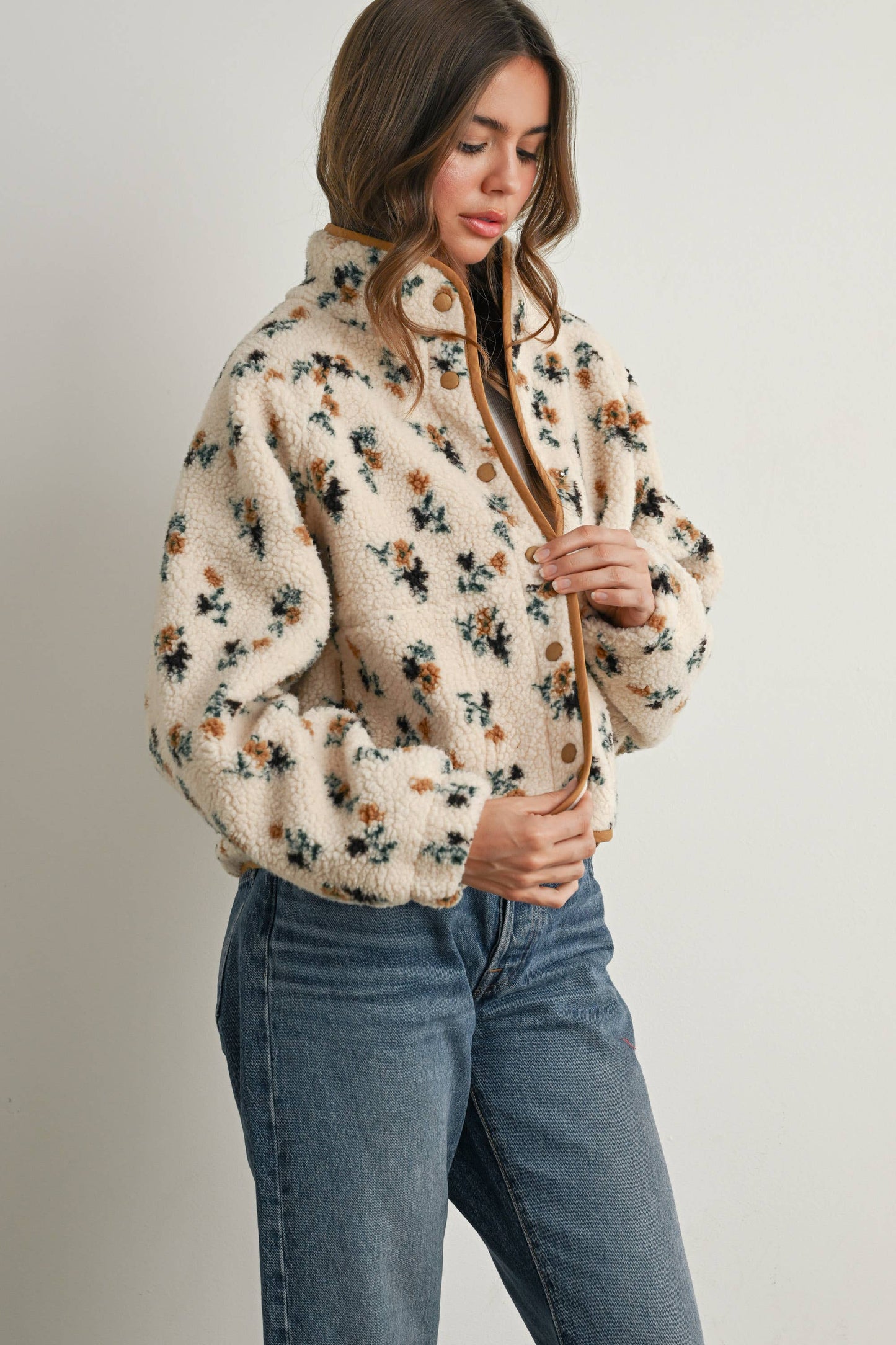 GABBY FLORAL FLEECE JACKET
