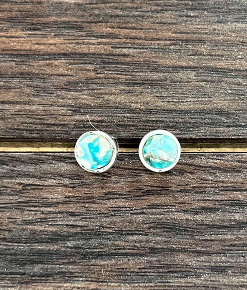 Flat Gemstone Stud Earrings