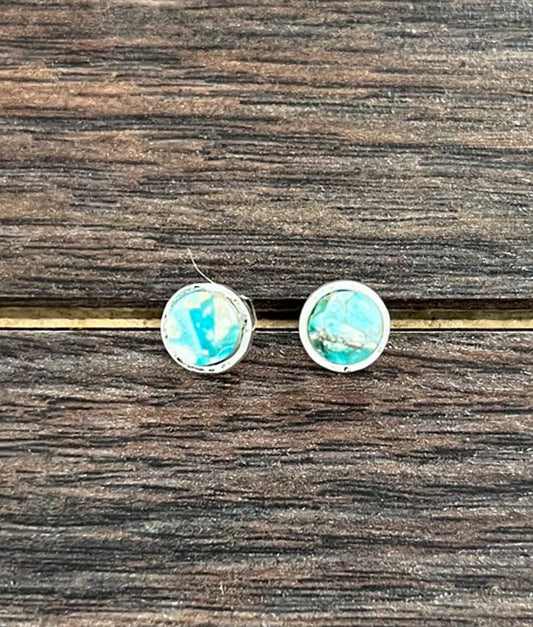Flat Gemstone Stud Earrings