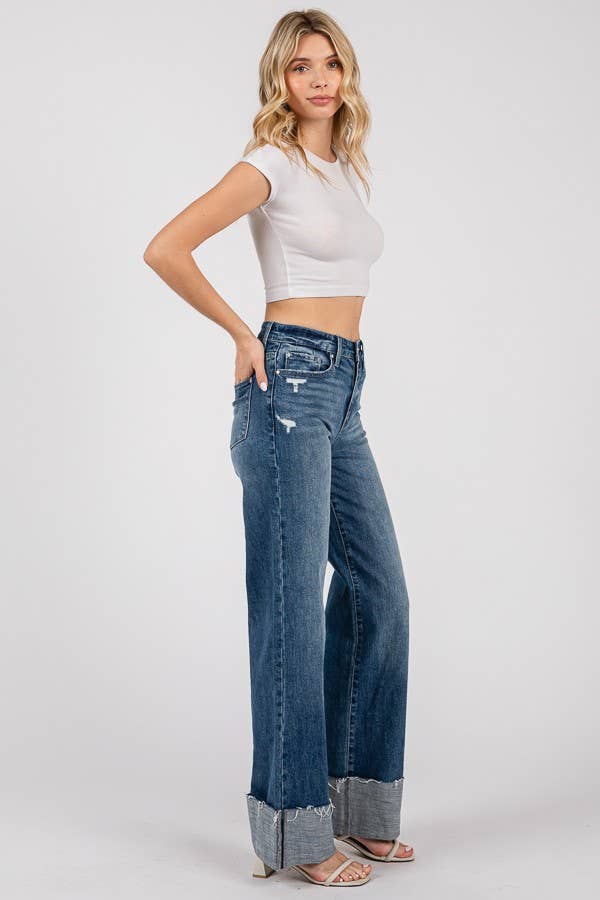 RINNA HR STRAIGHT CUFFED HEM JEANS