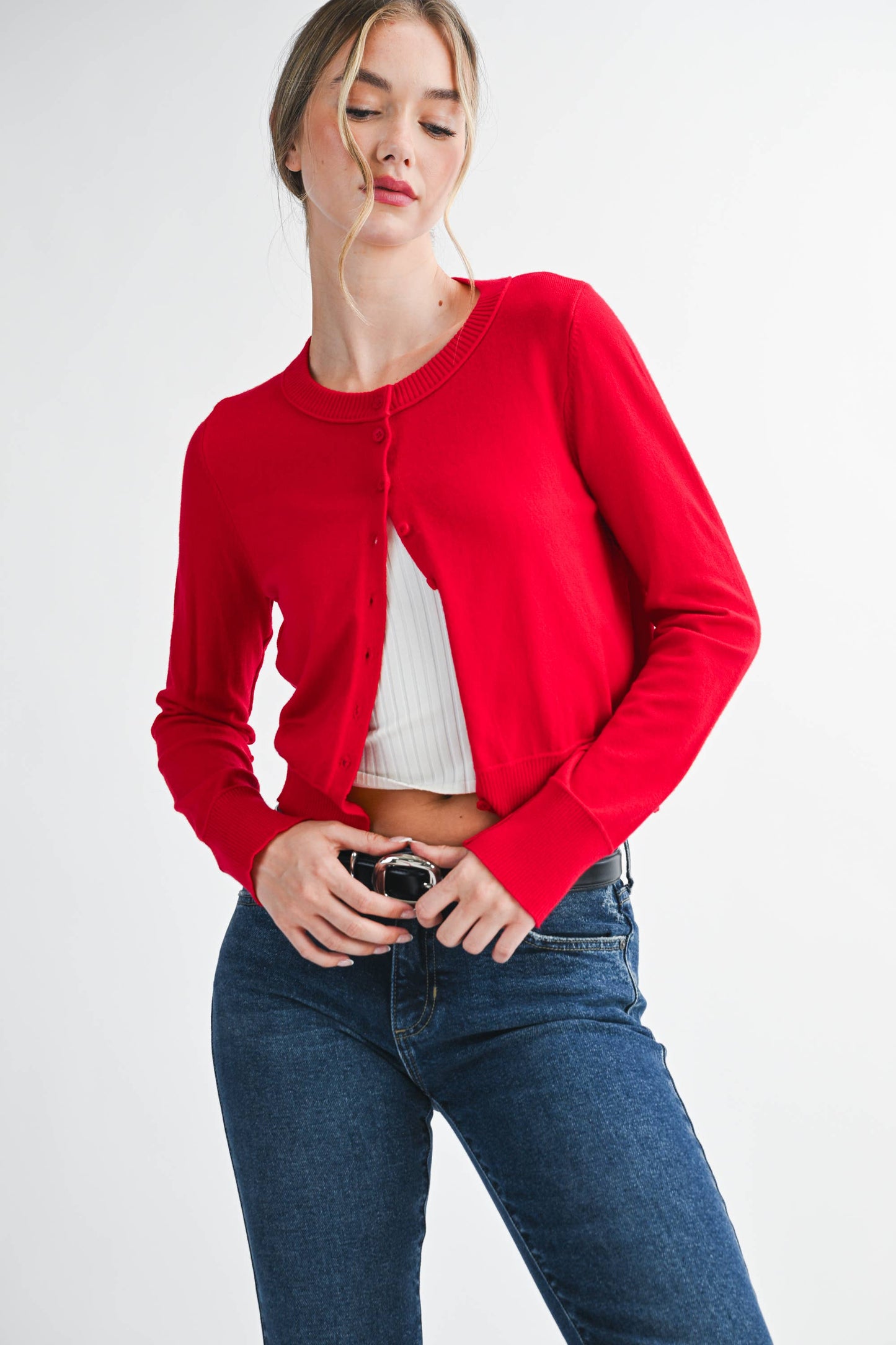 CHERRY RIBBED KNIT CARGIDAN