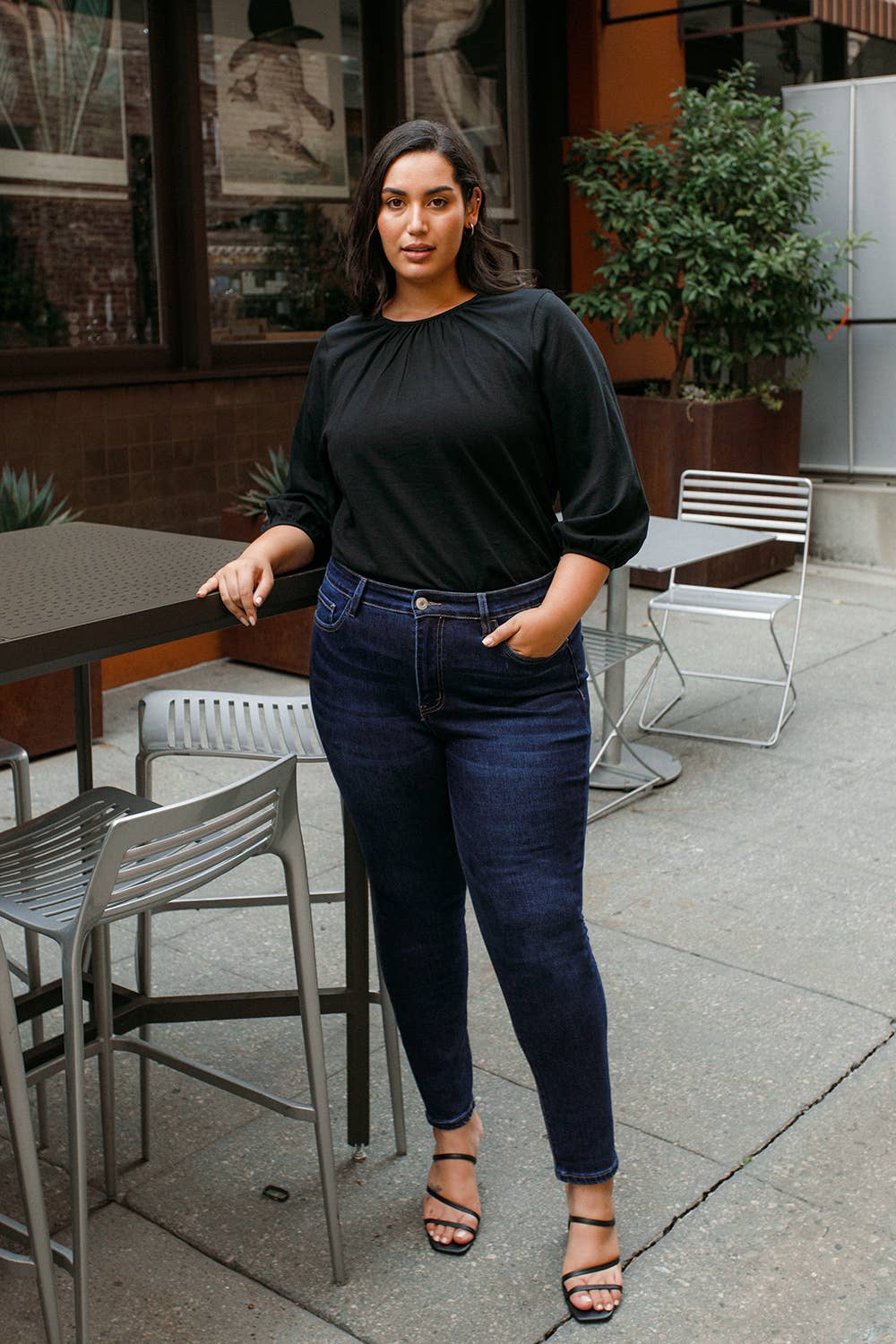 PLUS SIZE HR ANKLE SKINNY JEANS DK WASH