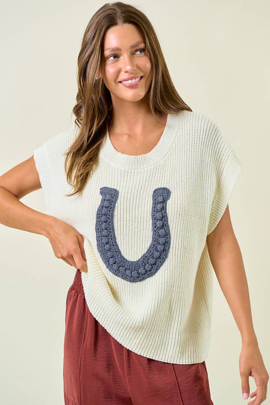 HORSESHOE RIBBED SWEATER VEST