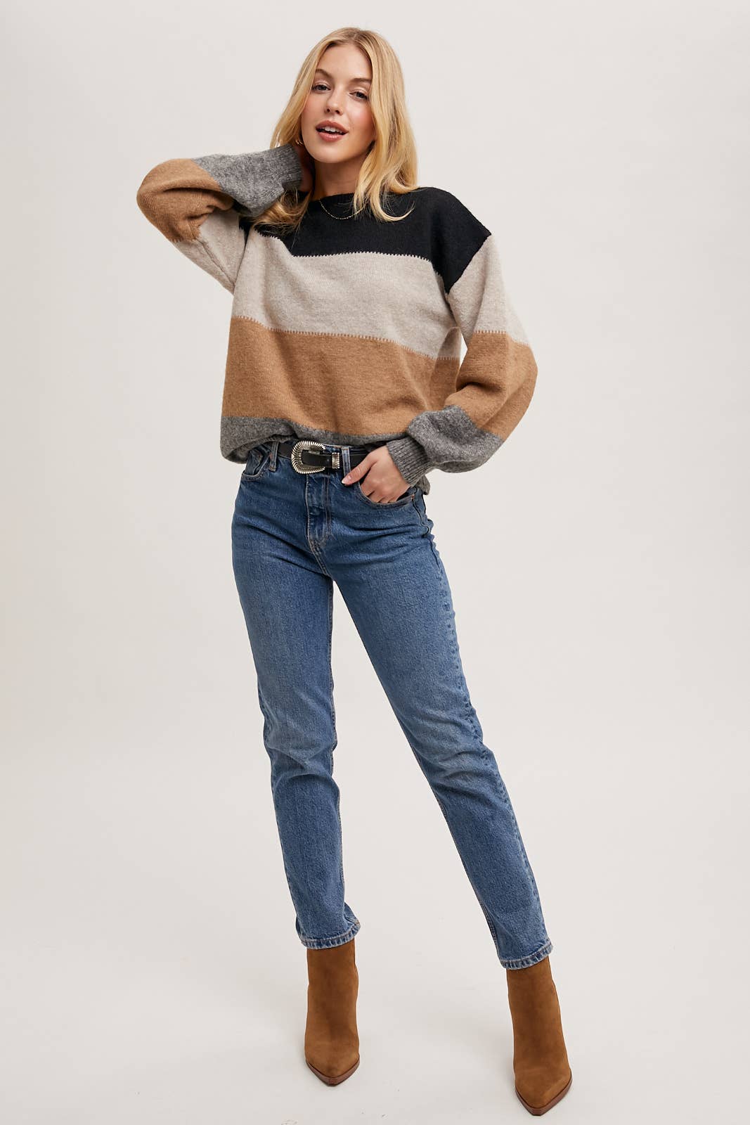 STEPH COLORBLOCK KNIT SWEATER