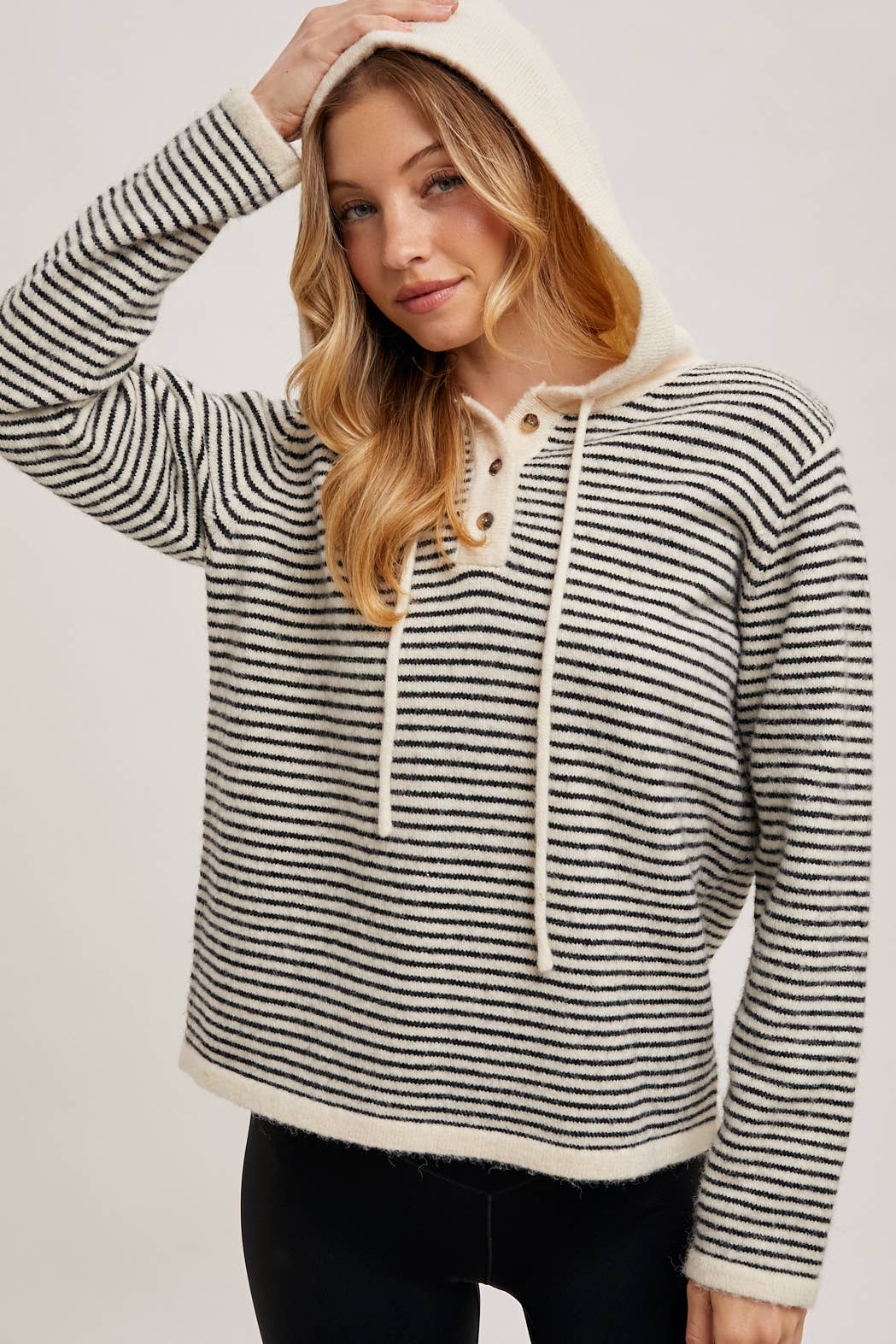 HENLEY BLACK AND WHITE STRIPED HOODIE