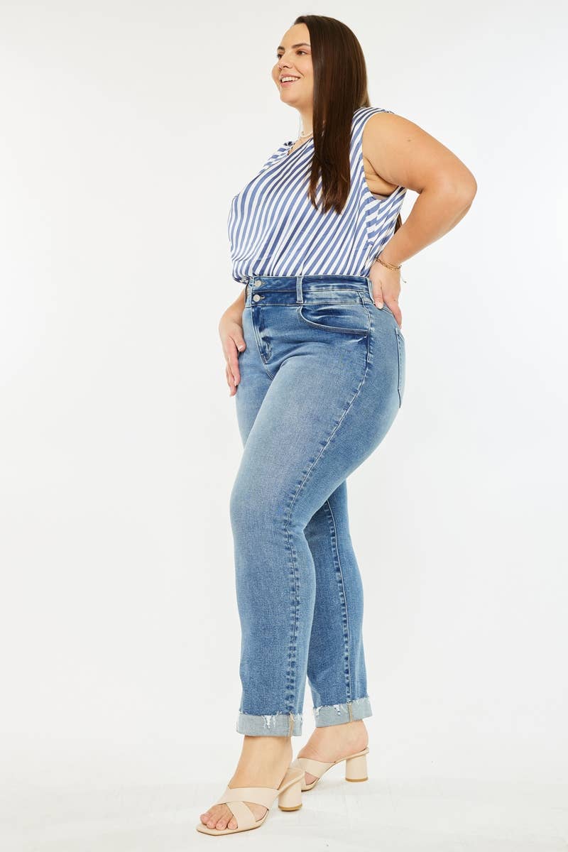 PRUE PLUS HR SLIM STRAIGHT JEANS