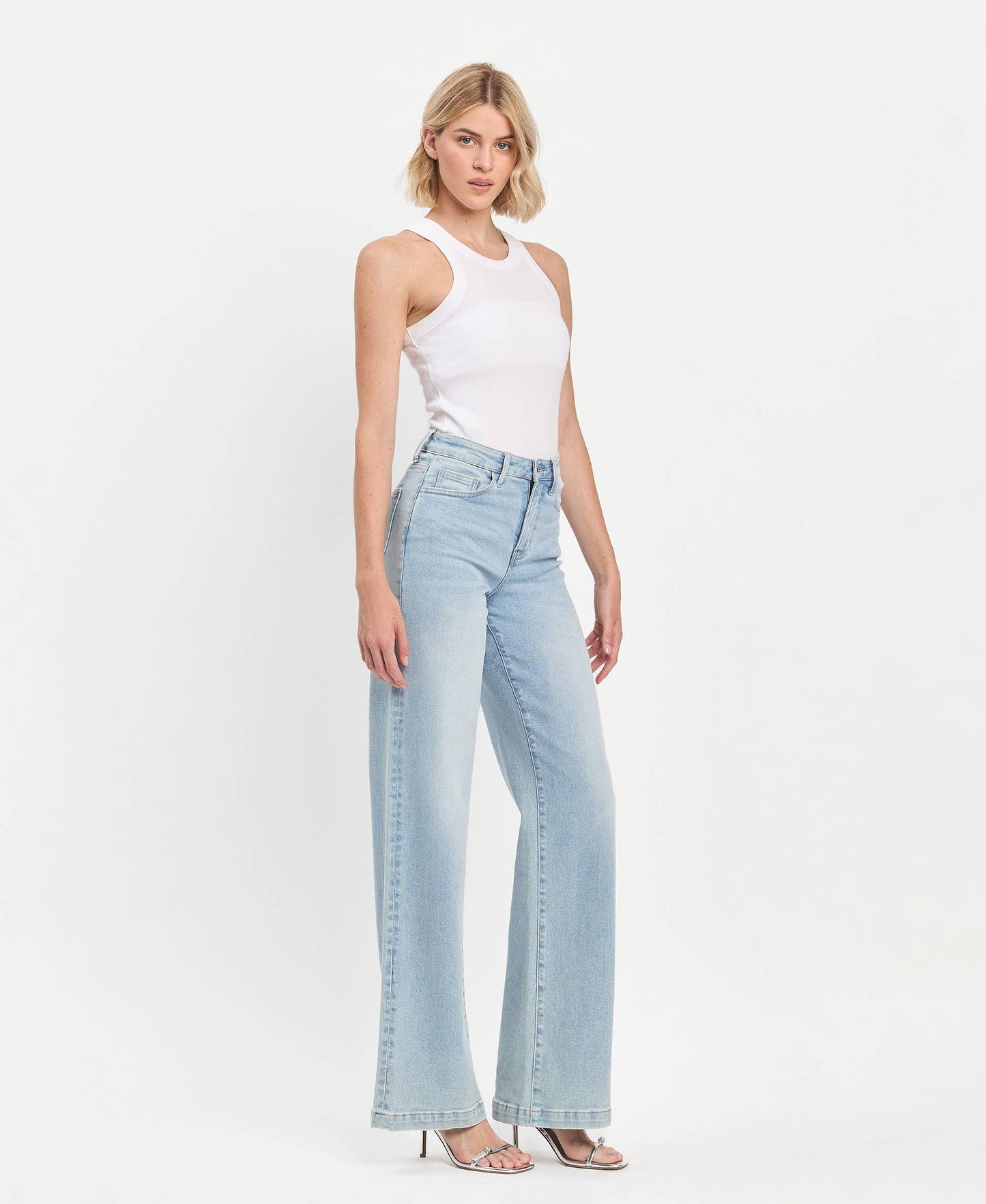 Kacey High Rise Full Length Wide Leg Jeans