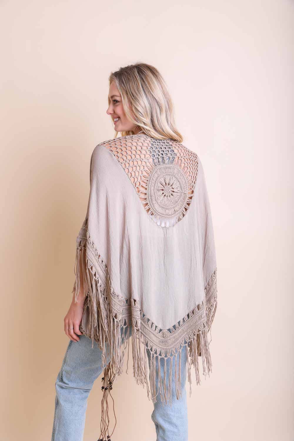 FESTIVAL CROCHET BACK KIMONO