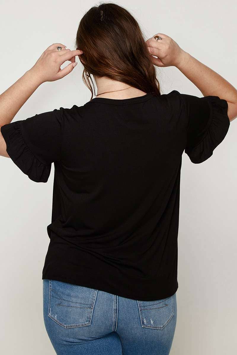 Black Bamboo Ruffle Top