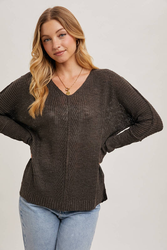 LOOSEFIT V-NECK KNIT SWEATER