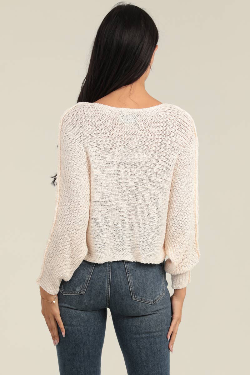 TWO TIE FRONT CARDIGAN SWEATER