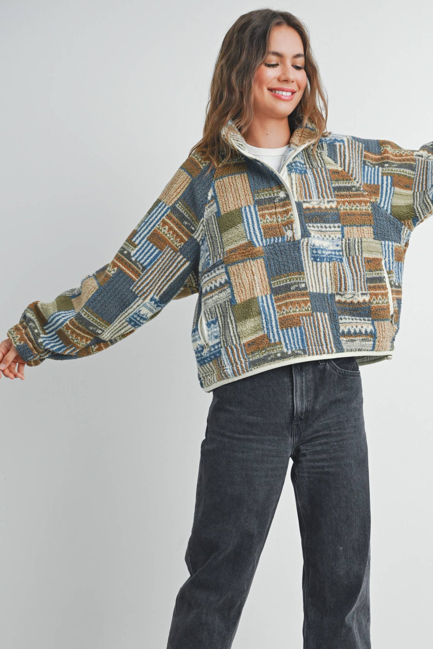 Patchwork Print Sweater