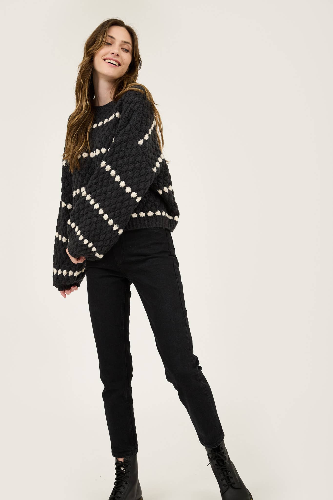 TRACLYN STRIPE OVERSIZED KNIT SWEATER