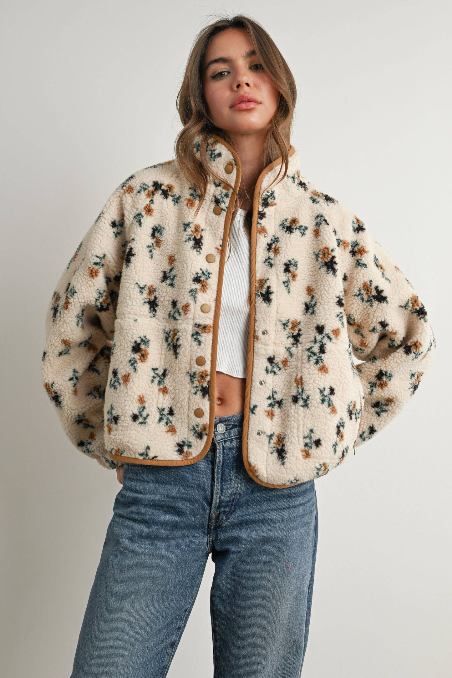 GABBY FLORAL FLEECE JACKET