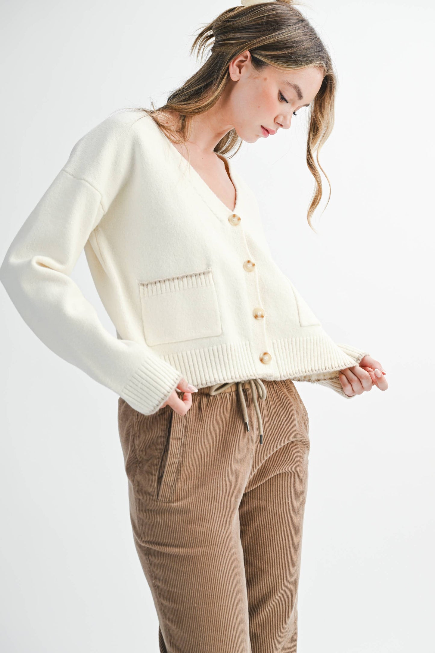 Raven Cardigan with Contrast Stitching