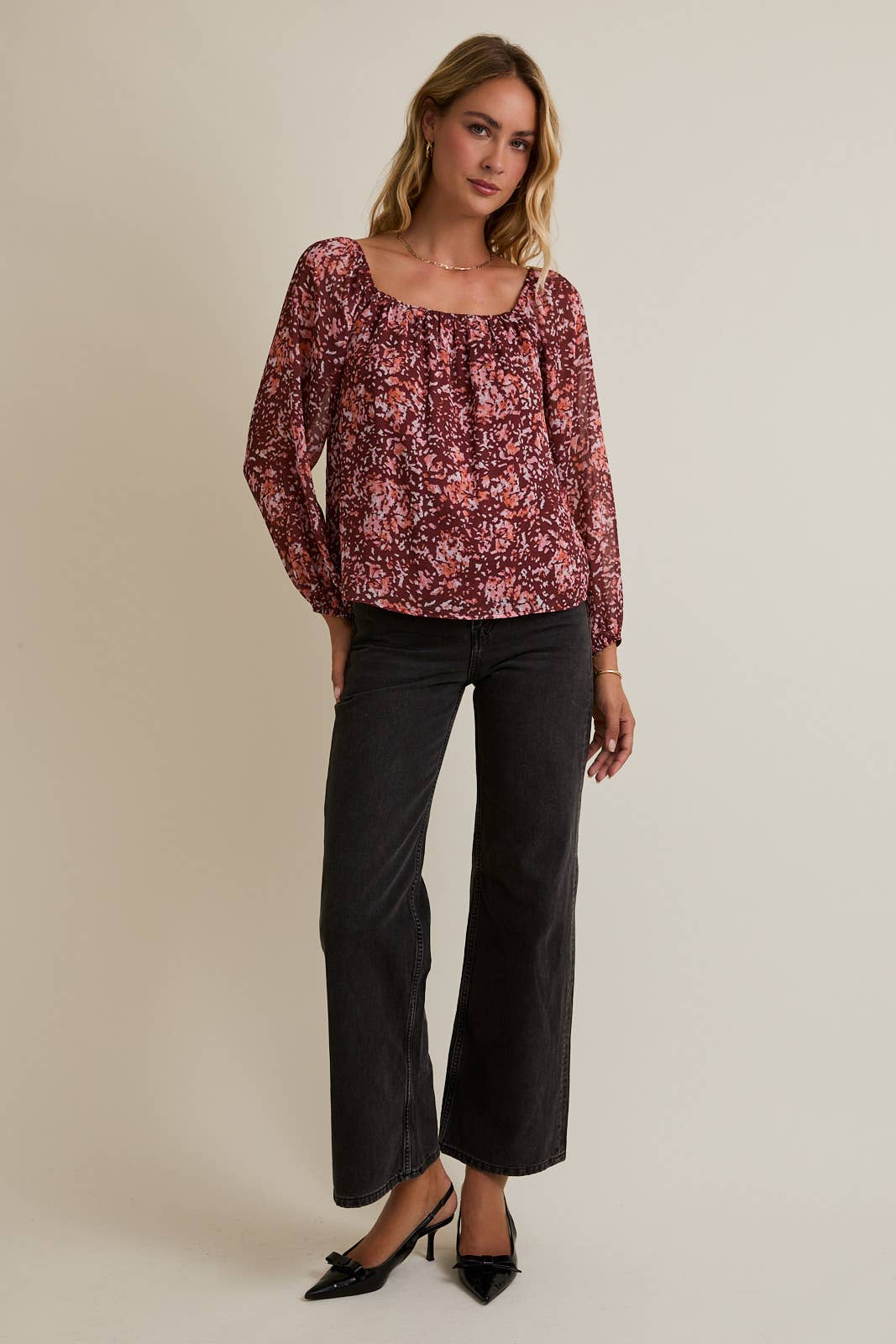 GIGI FLORAL SHIFT BLOUSE