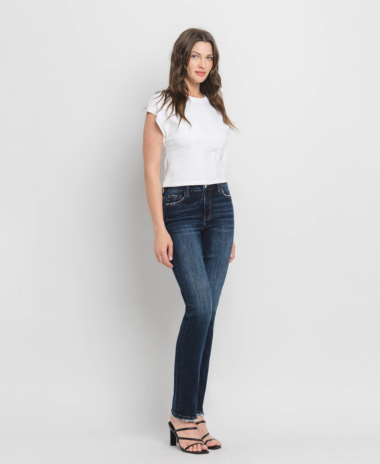 HIGH RISE LONG SLIM STRAIGHT JEANS