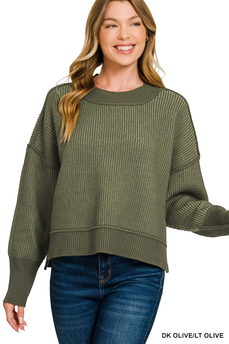 OLIVE TWO TONE SWEATER
