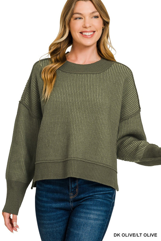 OLIVE TWO TONE SWEATER