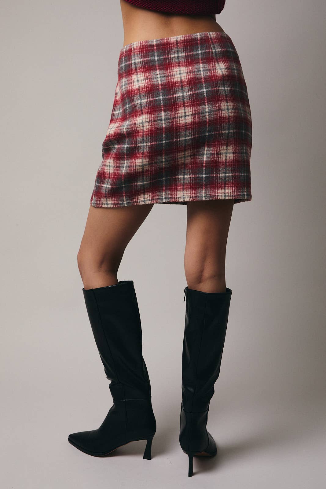 RACHEL  PLAID SLIT MINI SKIRT