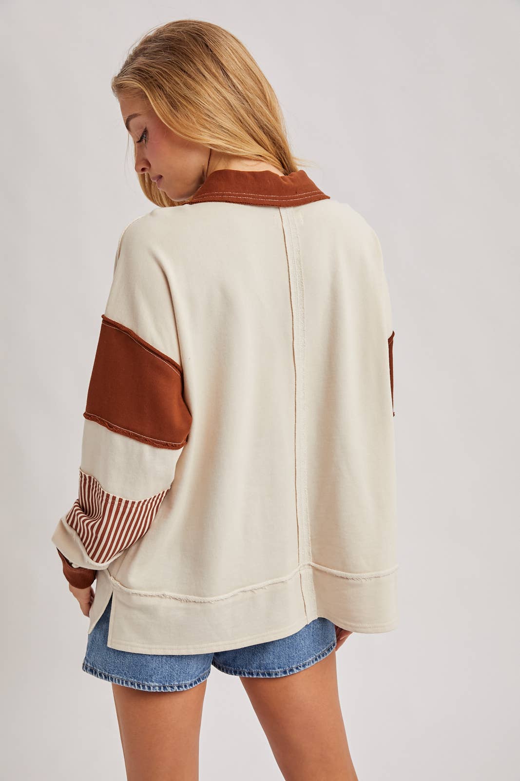 GINNY CHESNUT COLLAR KNIT TOP