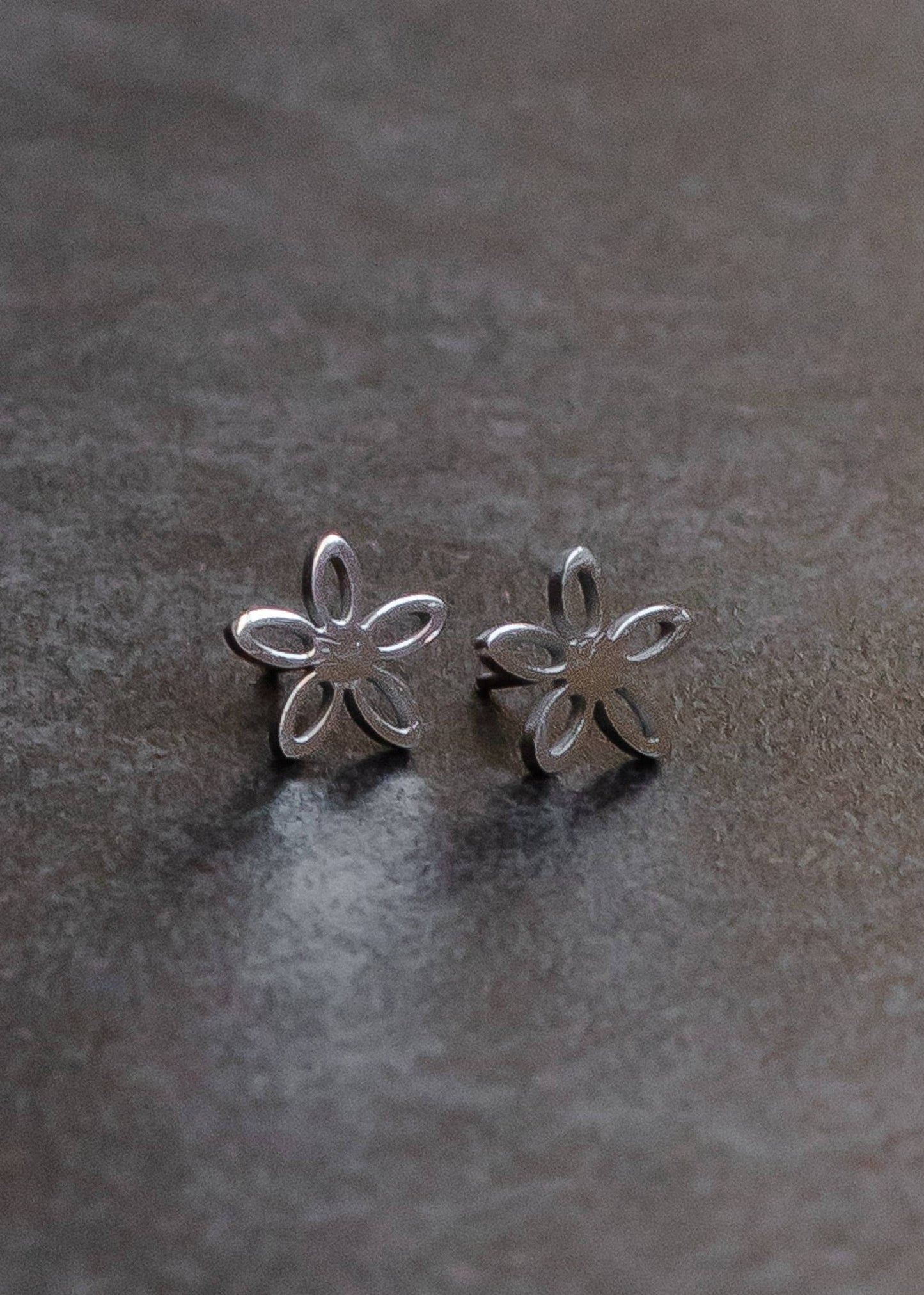 Silver Star Flower Stud Earrings