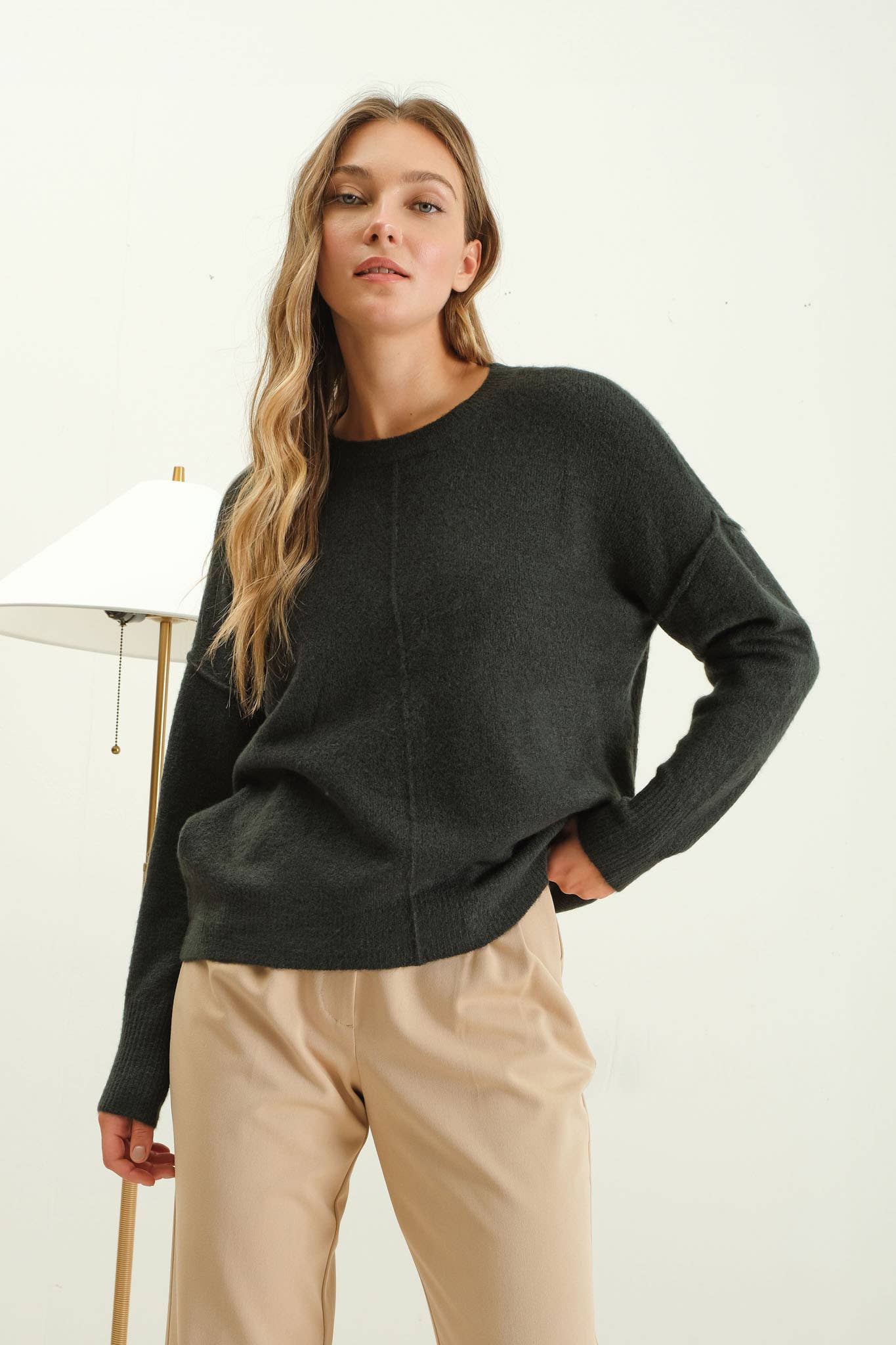 HUNTER GREEN CREWNECK SWEATER