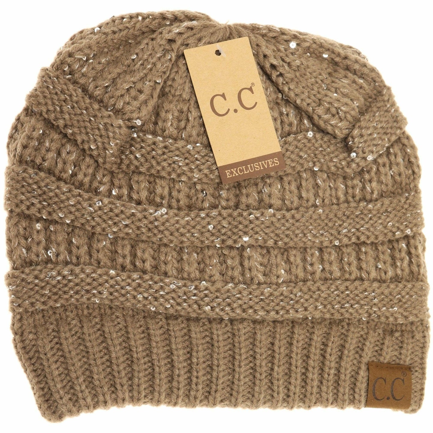 Sequin CC Beanies: New Olive
