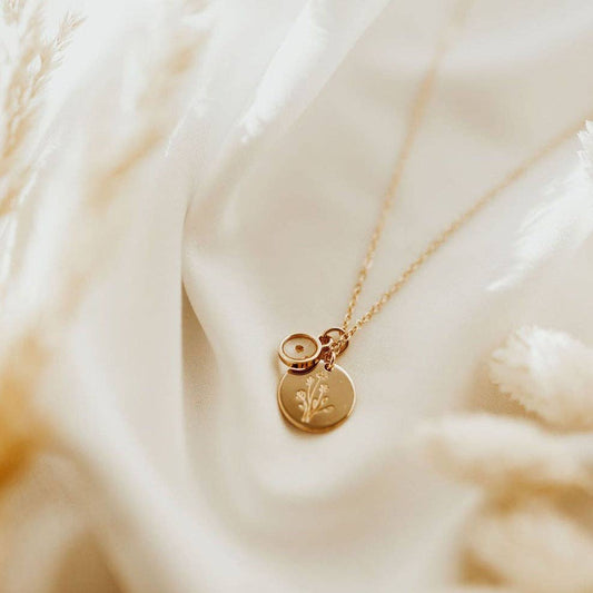 Wildflower Necklace with Mustard Seed: Gold