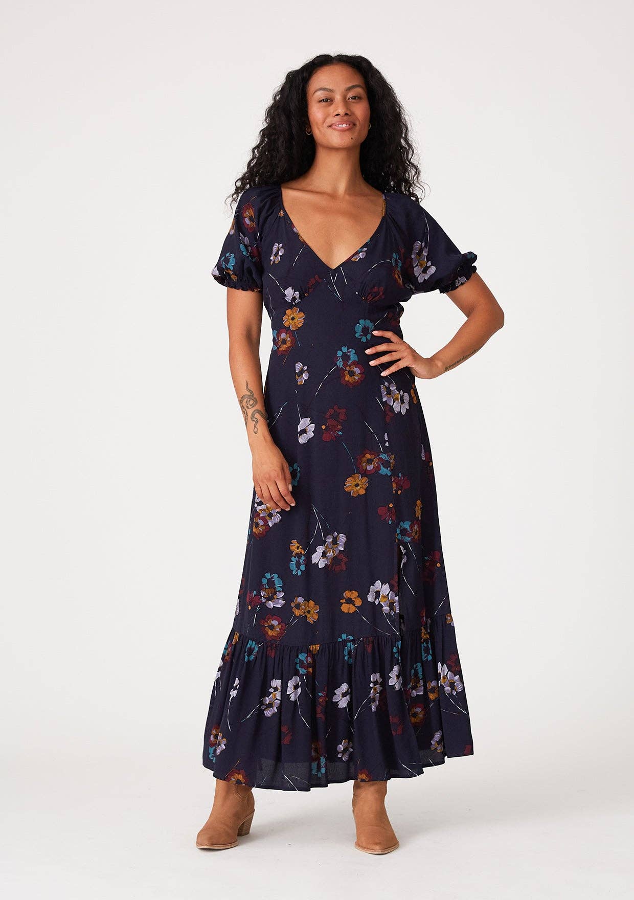 Rhena Floral V Neck Maxi Dress