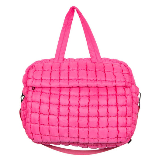 HOT PINK QUITLED WEEKENDER BAG