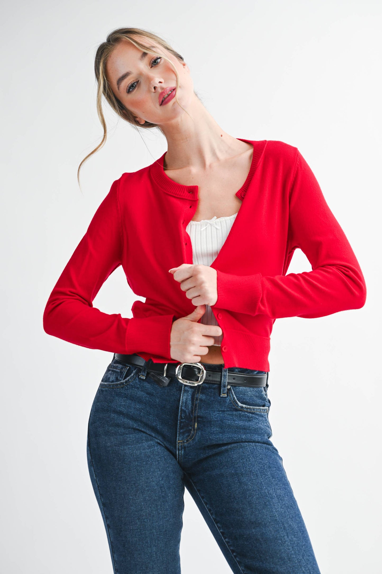 CHERRY RIBBED KNIT CARGIDAN