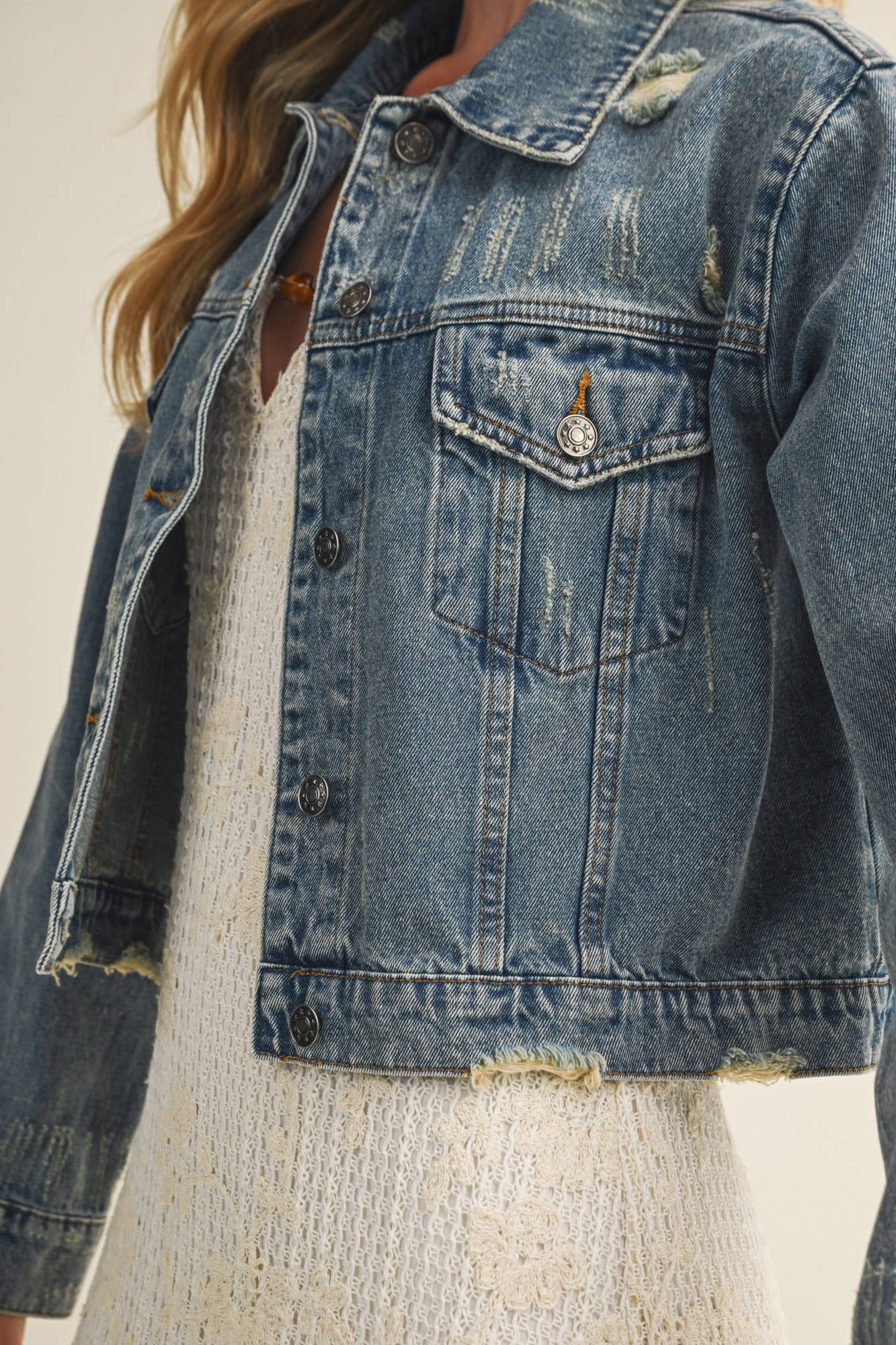 ROSIE DISTRESSED DENIM JACKET