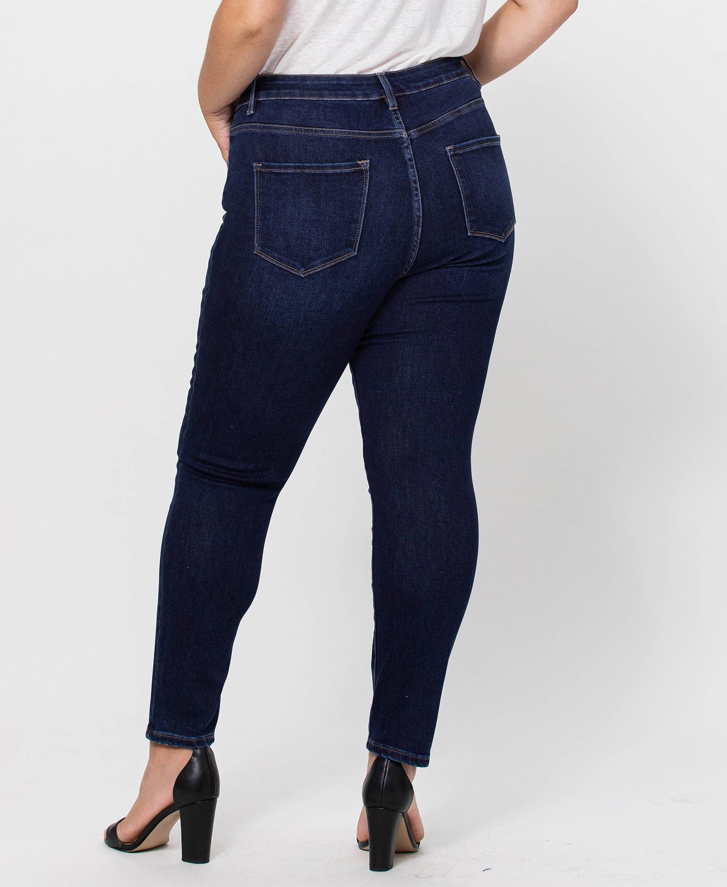 PLUS SIZE HR ANKLE SKINNY JEANS DK WASH