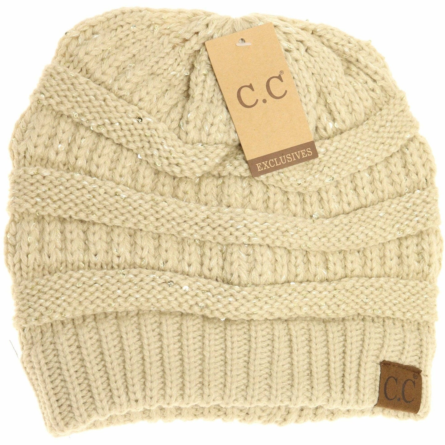 Sequin CC Beanies: New Olive