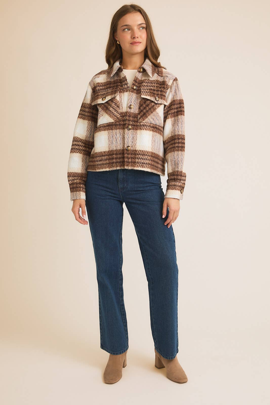 KAYLEY BRUSHED PLAID SHACKET