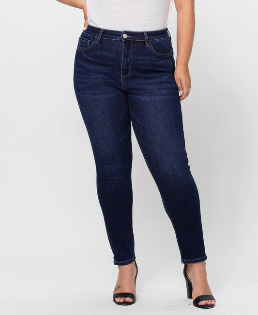 PLUS SIZE HR ANKLE SKINNY JEANS DK WASH
