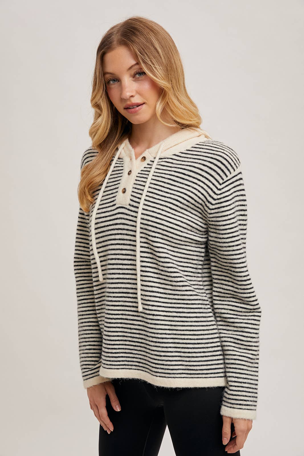 HENLEY BLACK AND WHITE STRIPED HOODIE