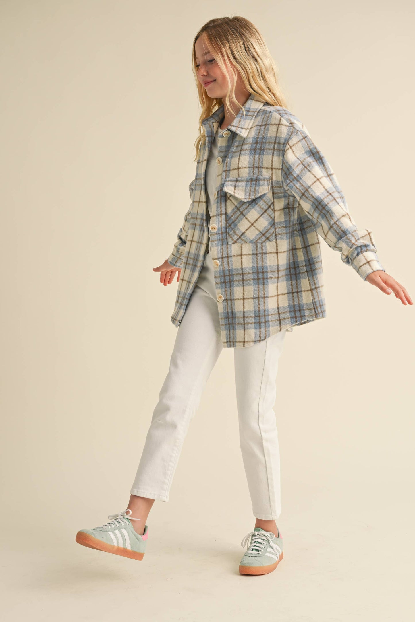 TWEEN KIDS GIRLS PLAID SHACKET