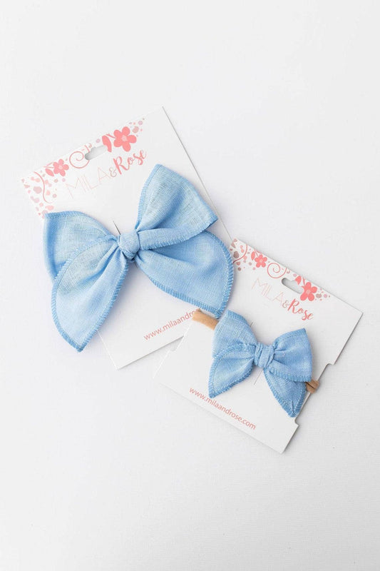 Classic Hair Bow - Blue