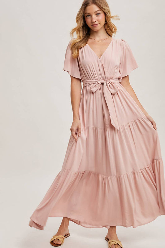 ROSE TIERED WRAP DRESS