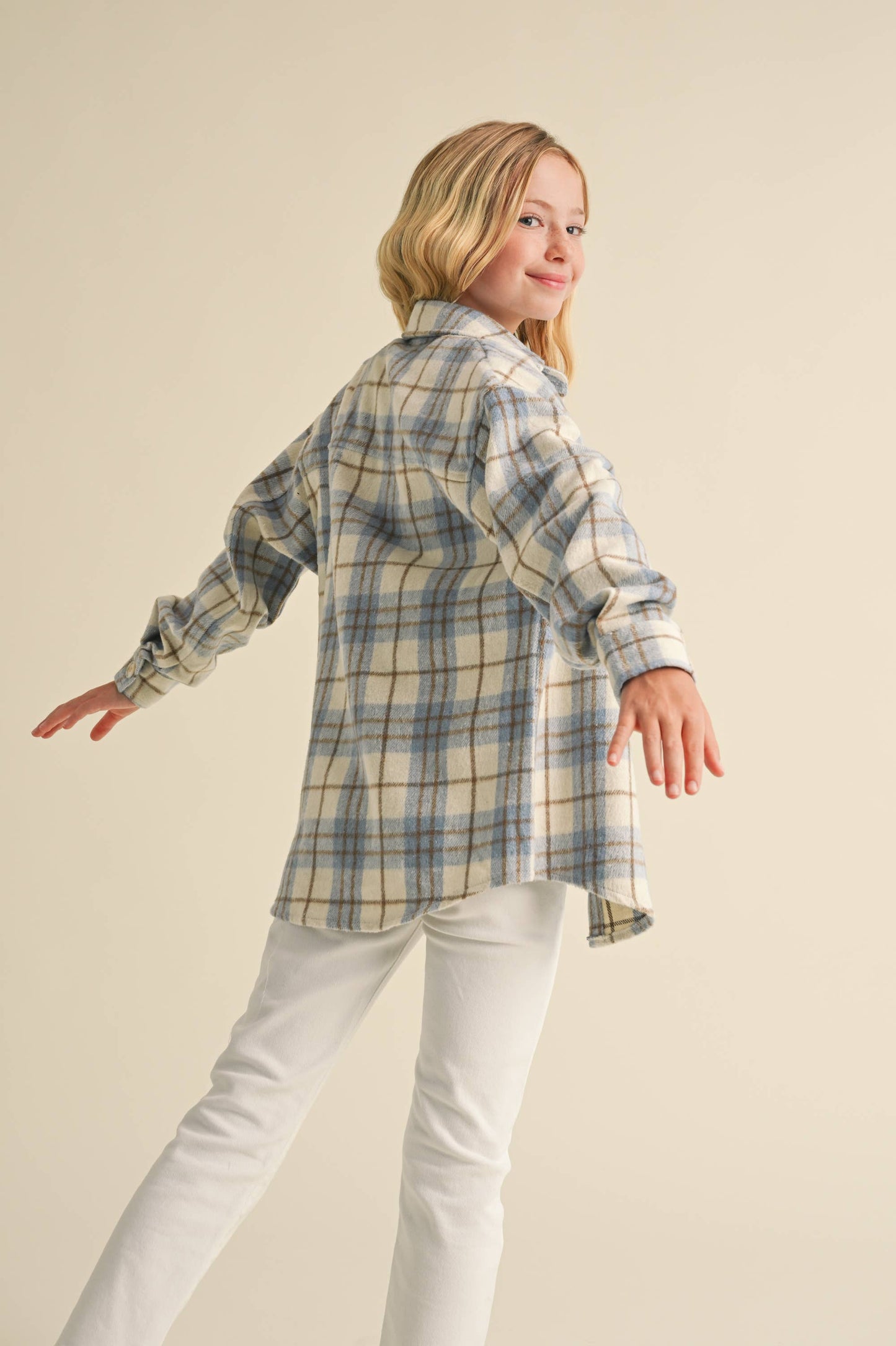 TWEEN KIDS GIRLS PLAID SHACKET