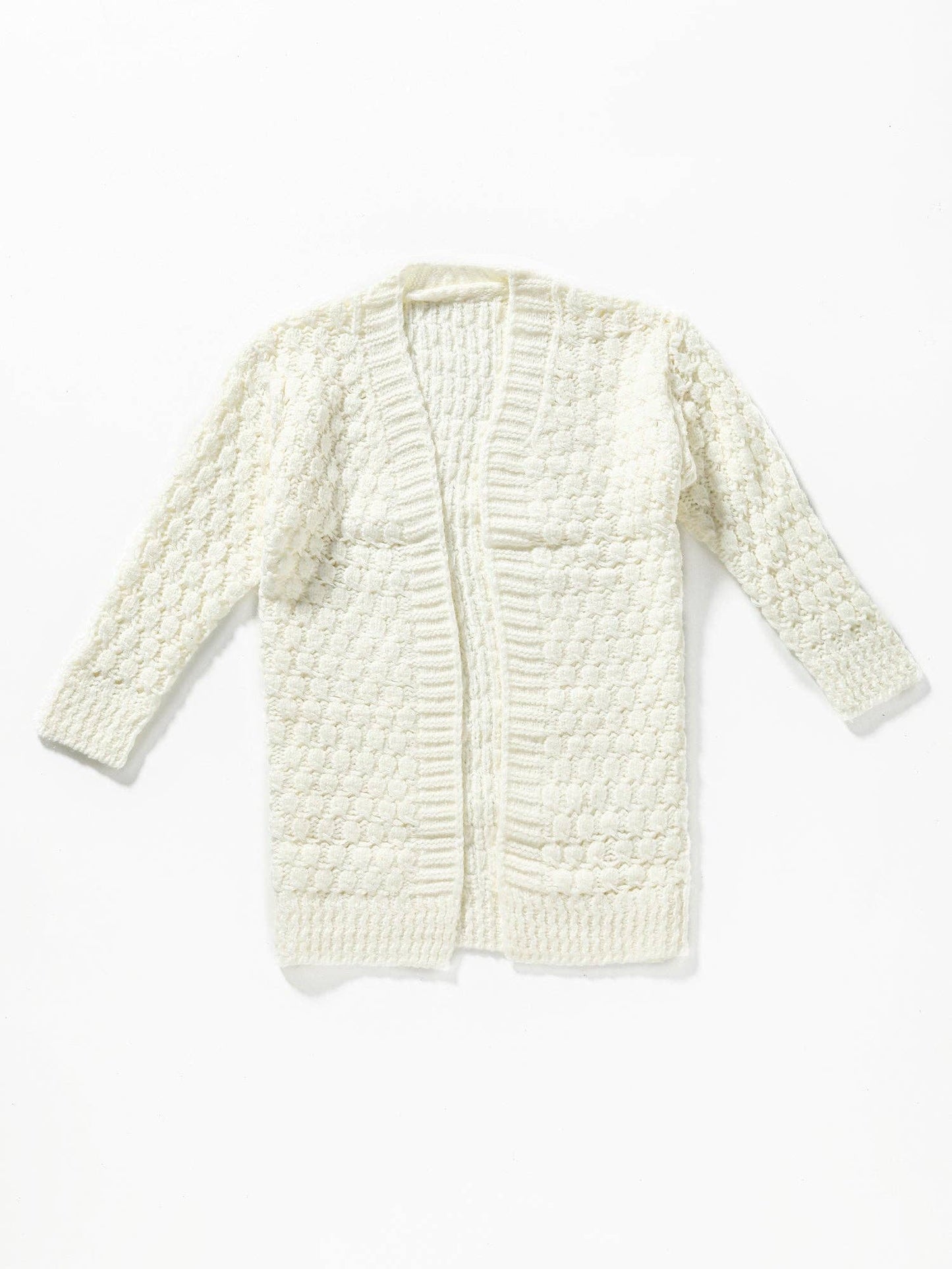 Girls White Cardigan Sweater