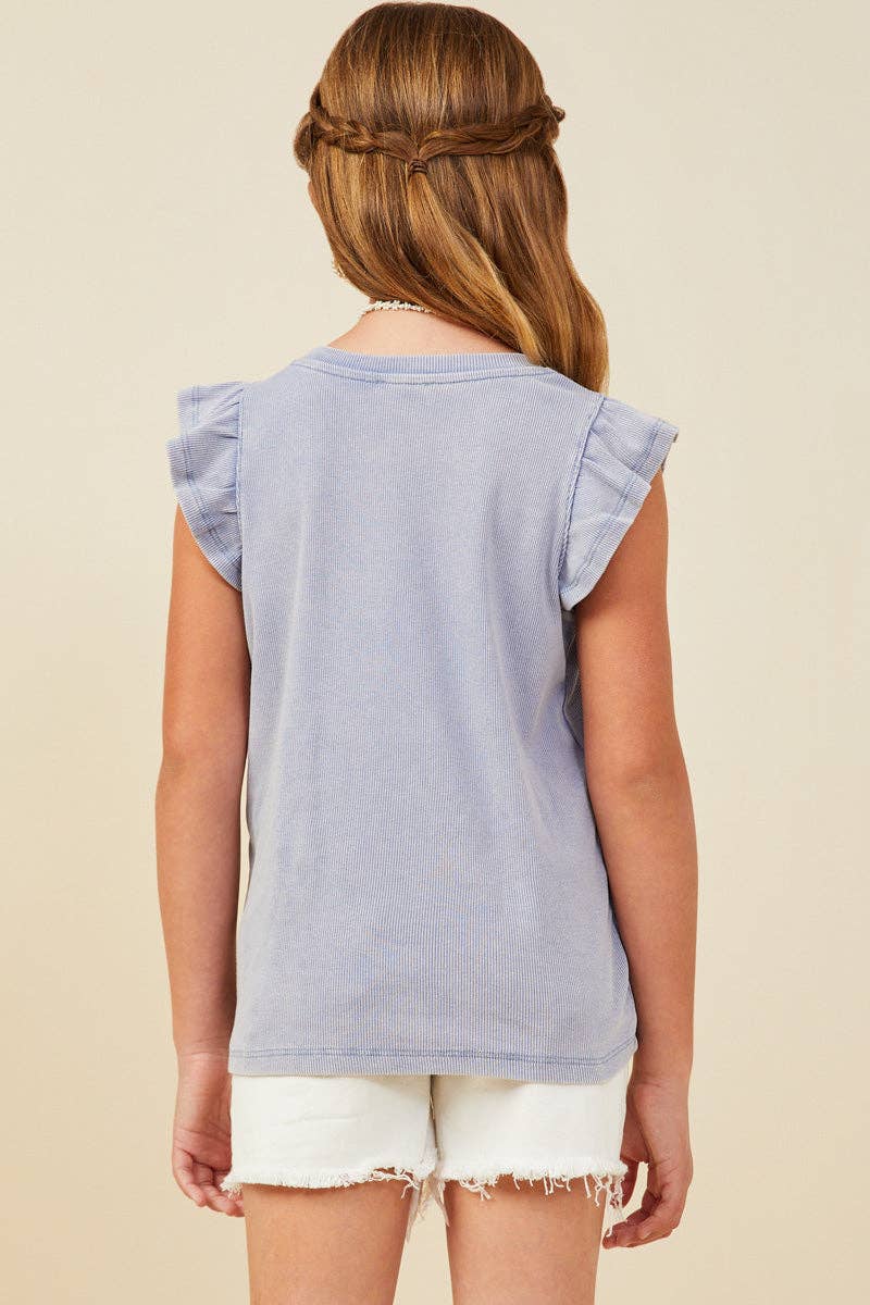 Girls Washed Ribbed Knit Tank