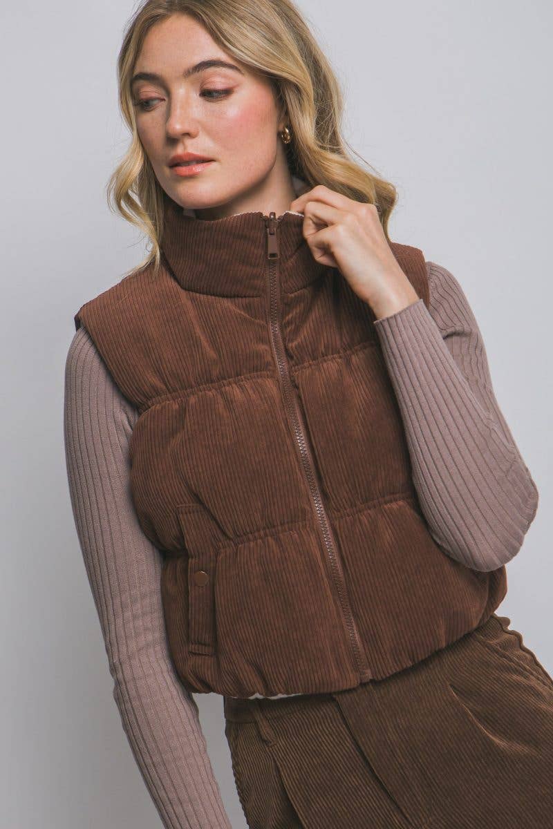 Reversible Corduroy Puffer Vest