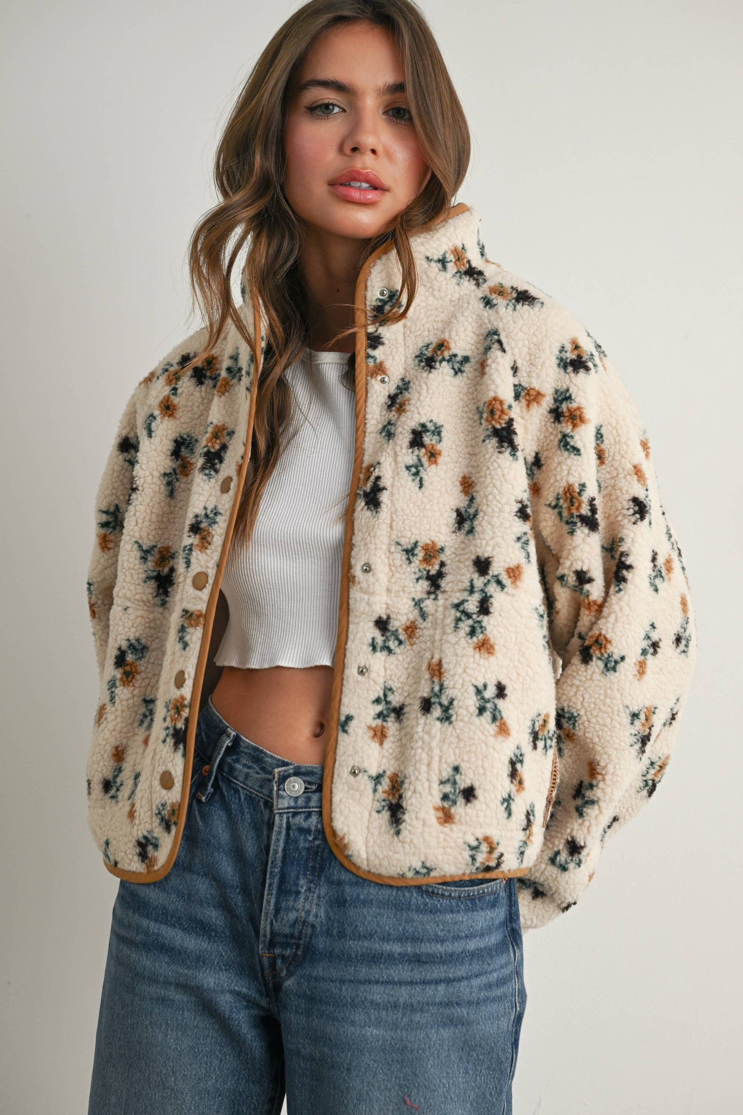 GABBY FLORAL FLEECE JACKET
