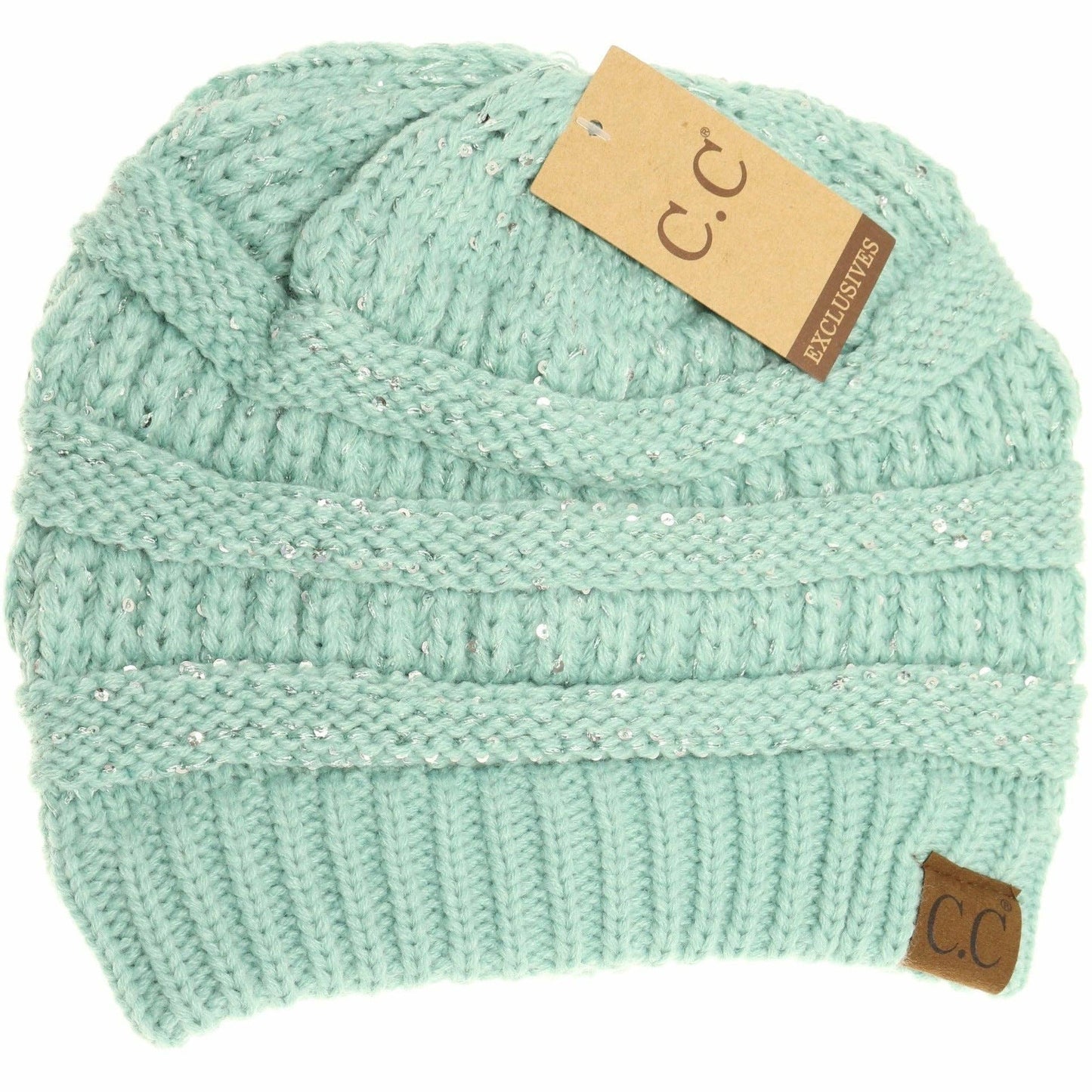 Sequin CC Beanies: New Olive